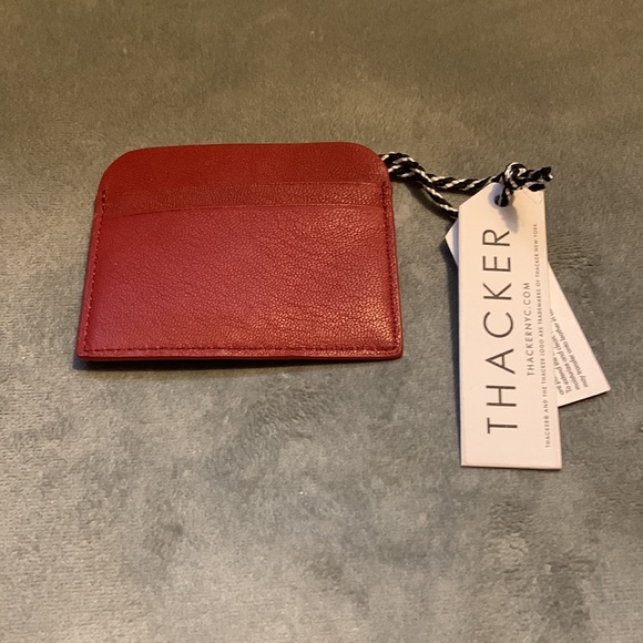 Thacker dark red leather card holder - Picture 2 of 3